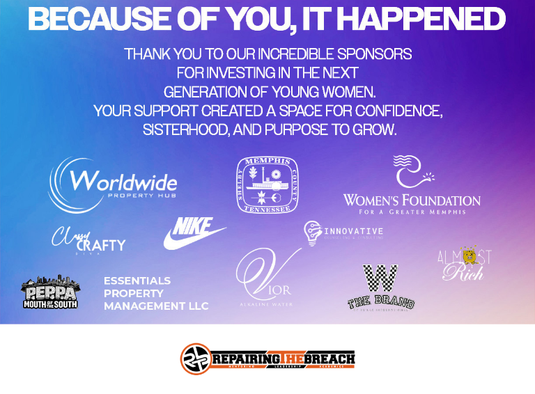 Because of you, it happened — thank you to the sponsors of the 2026 I AM LIZZIE Pre-Teen Conference